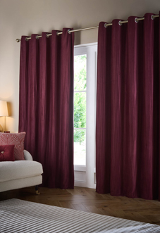 Corinthian Eyelet, Merlot - Ready Made Curtains